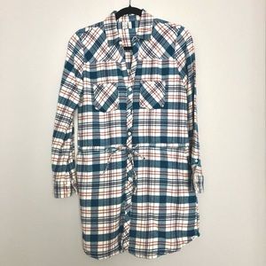 Flannel Button Up Shirt Dress
